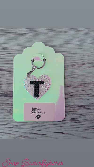 Bling initial keychain