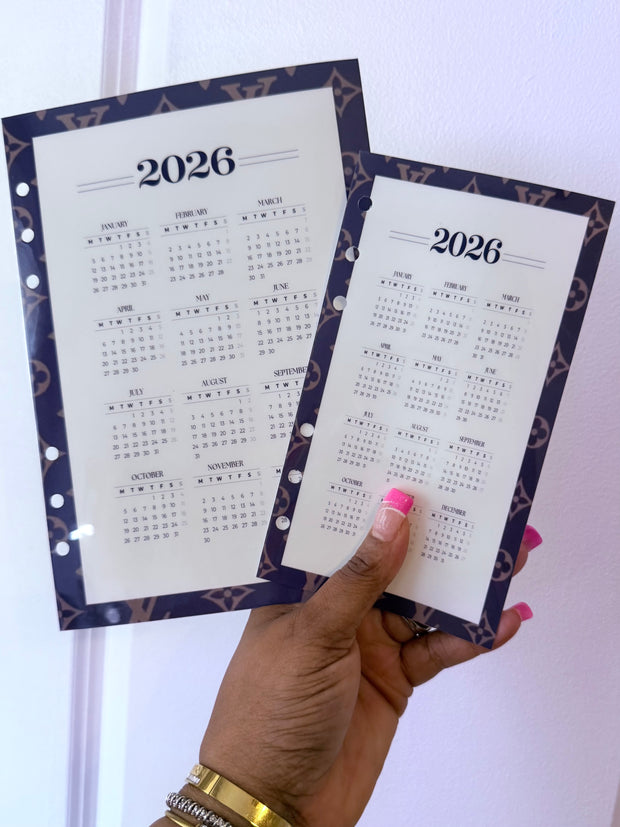 Laminated custom 2026 Planner Calendar (Year at a glance)