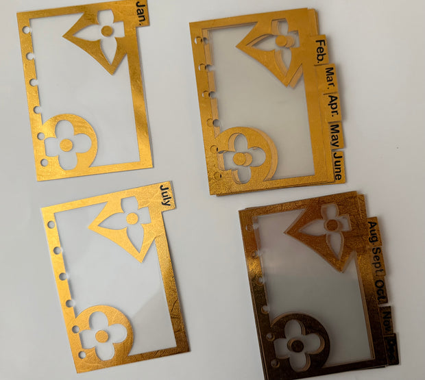 12 month Dividers Jan- Dec /Pocket/A5/Personal/Happy Planner/Franklin Covey Compact/10 mil thickness