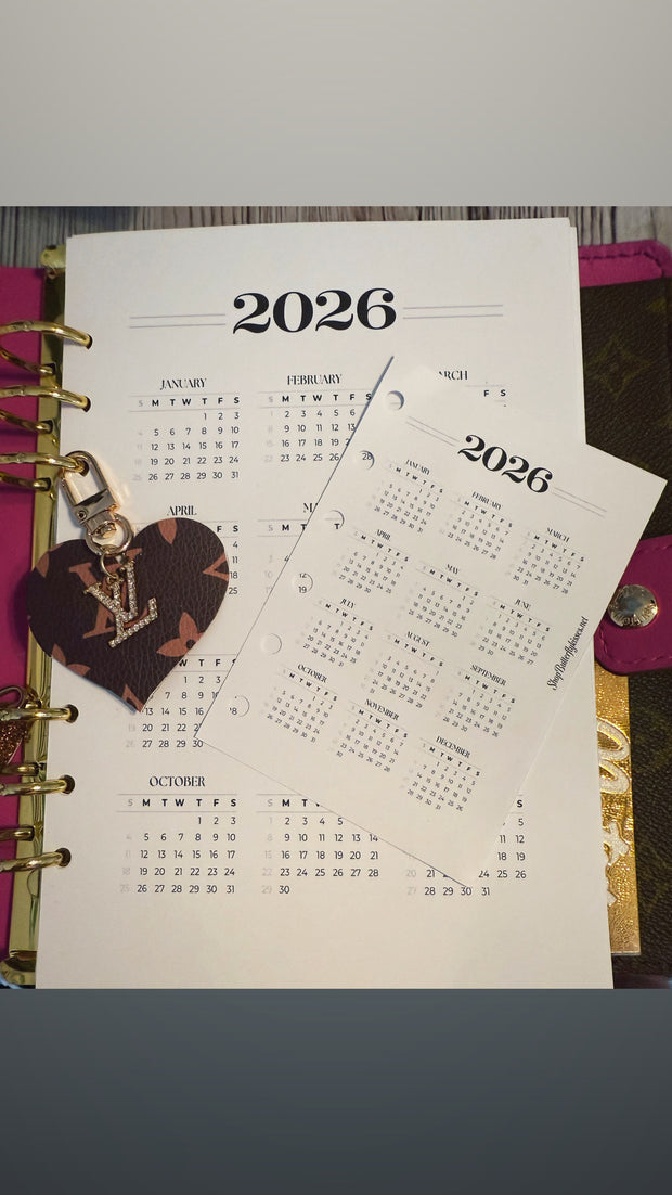 2026 Planner Calendar (Year at a glance)