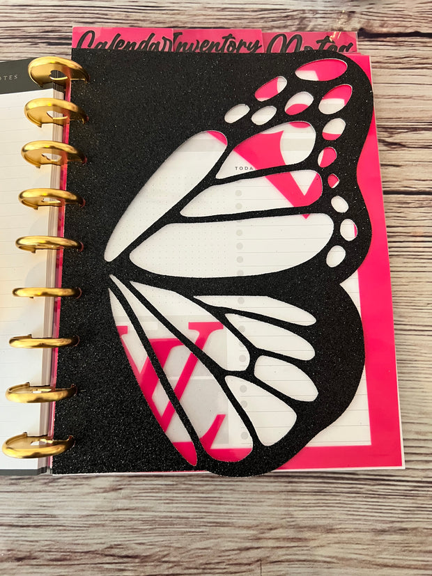 Glitter butterfly dashboard Pocket, Personal, A5, HP Mini, Half letter