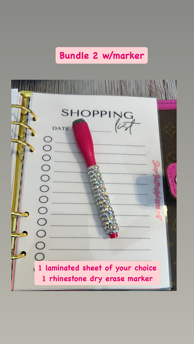 Dry erase custom inserts, Pocket Rings, A7, Personal, A5