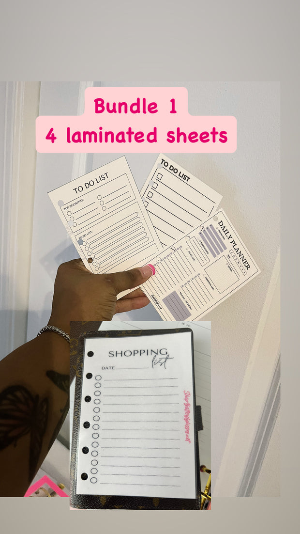 Dry erase custom inserts, Pocket Rings, A7, Personal, A5