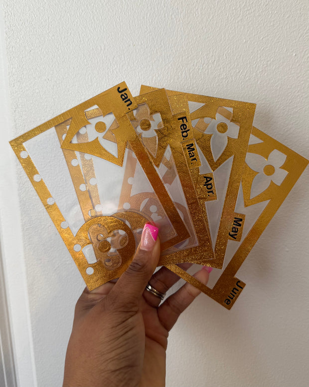 12 month Dividers Jan- Dec /Pocket/A5/Personal/Happy Planner/Franklin Covey Compact/10 mil thickness