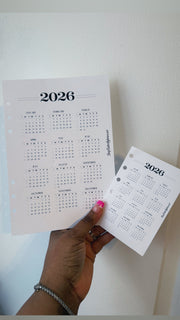 2026 Planner Calendar (Year at a glance)