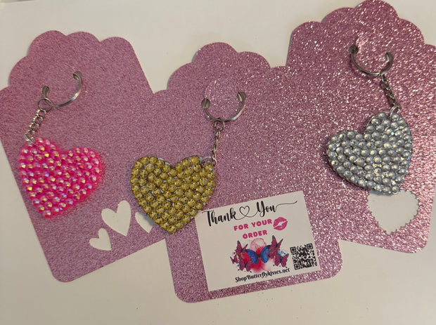 Rhinestone Heart Keychain