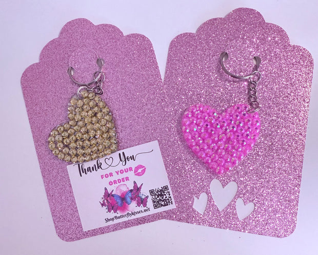 Rhinestone Heart Keychain