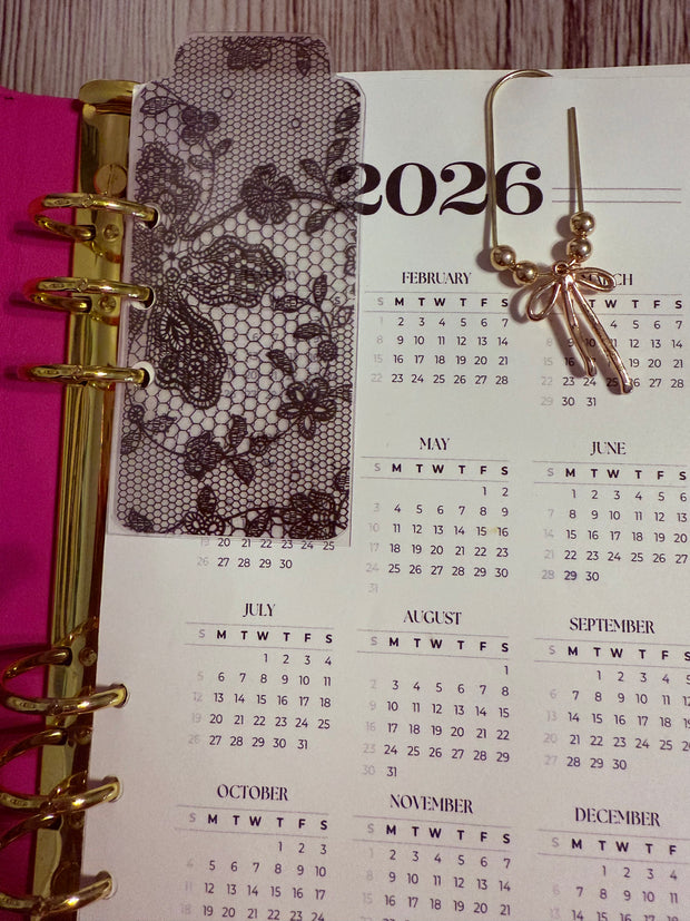 Black lace Vellum planner accessories