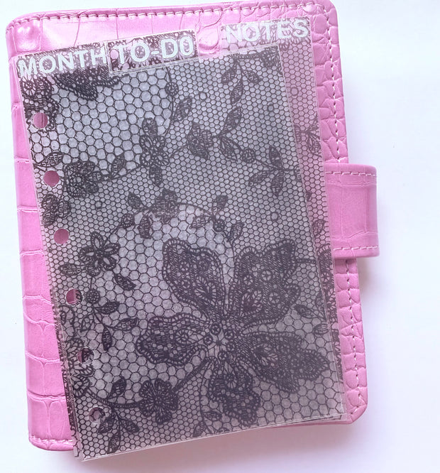 Black lace Vellum planner accessories