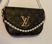 Custom Handbag Pearl & Chain Accessory
