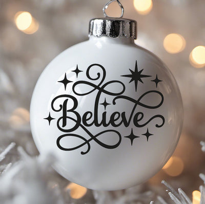 Believe Christmas ornament