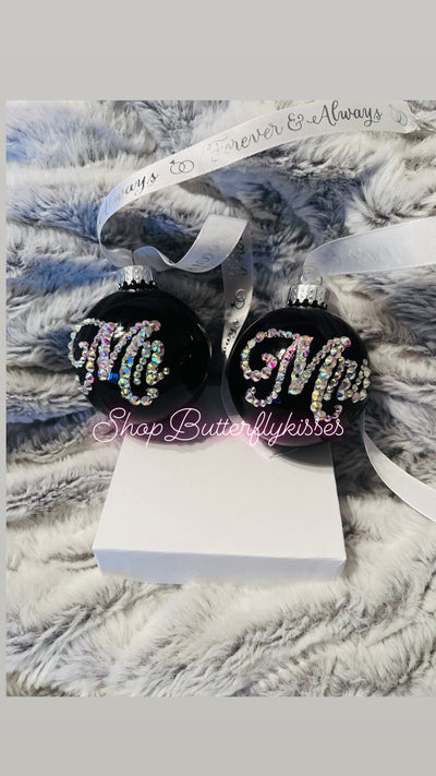 Mr. & Mrs. Rhinestone ornament set