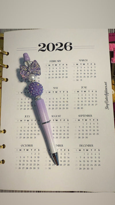 Purple Bow bead pen