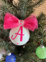 Glow in the dark initial ornament-set of 2