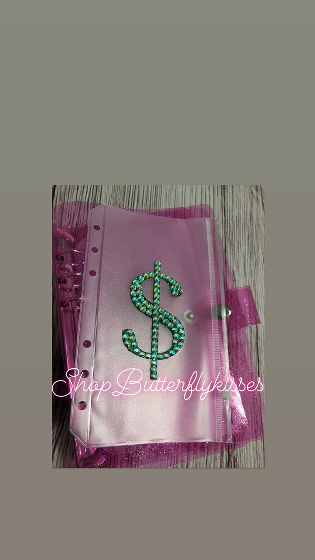 Blinged Dollar Sign Zipper Cash Envelope