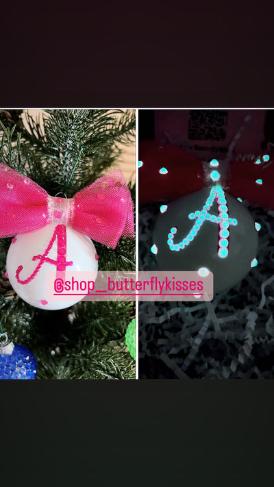 Glow in the dark initial ornament-set of 2