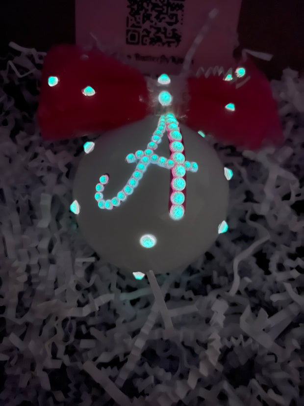 Glow in the dark initial ornament-set of 2